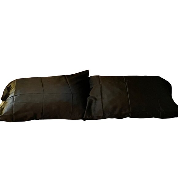 Vintage Luxury Linens Pillowcases Set of 2 Standard Size Used Black Luxury Satin - Picture 8 of 15